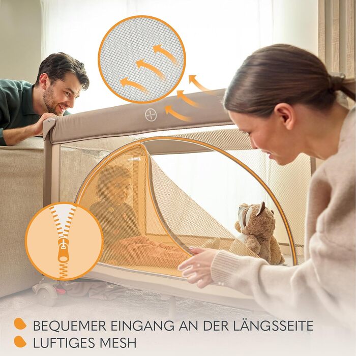 Дорожнє ліжечко Lionelo Laura 2-в-1 до 15 кг, манеж від 0 до 36 місяців, бічний вхід T25, пінопластовий матрац, 2 налаштування висоти, дорожня сумка, колеса з гальмами