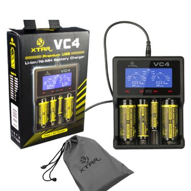 Зарядний пристрій XTAR VC4 з РК-дисплеєм для акумуляторів 18650 Li-Ion/Ni-MH, чорний