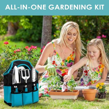 Набір садових інструментів Gartenwerkzeug, 7 предметів, для догляду за садом, стійкий до іржі. Садовий набір з органайзером-сумкою для інструментів, ідеальний подарунок для жінок-садоводів.