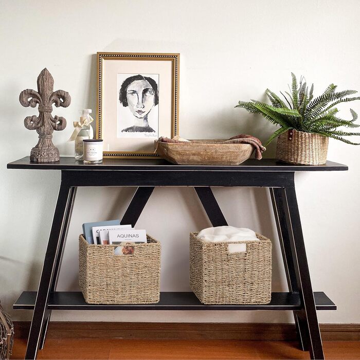 Набір із 4 полиць-кошиків Kallax Expedit / плетений кошик Kallax / 30 x 30 x 25 В см / полиця-кошик з морської трави / складаний плетений кошик / полиця-коробка для зберігання / кошик для зберігання, складна полиця-кошик