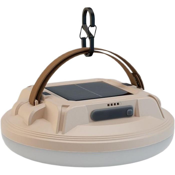 Сонячний ліхтар для кемпінгу, світлодіодний ліхтар з 4 режимами та акумуляторною батареєю - Ліхтарі для кемпінгу під час відключення електроенергії - Для піших прогулянок, походів, нічної риболовлі, виживання та відключення електроенергії в побуті, бежеви