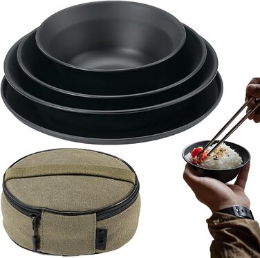 Посуд для кемпінгу тарілки з нержавіючої сталі для походів термостійкий обід з багаторазовим посудом для пікніків, походів та активного відпочинку