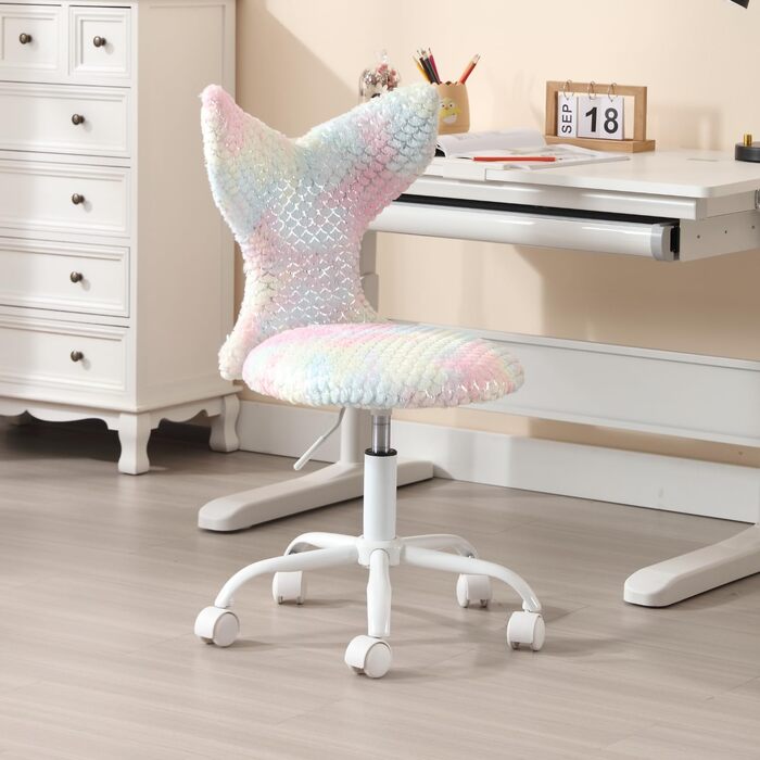 Дитяче крісло Chairus зі штучного хутра для дитячої кімнати, регульоване по висоті дитяче крісло без підлокітників, обертове крісло для дітей (кольорове)