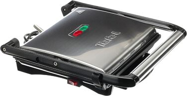 Контактний гриль Tefal Inicio GC241D Електричний гриль/бутербродниця Гриль з низьким вмістом жиру Паніні, Тости, Стейк, Овочі Пластини для гриля з антипригарним покриттям 2000 Вт 36,3x10,8x33,2 см Нержавіюча сталь/чорний єдиний стандарт