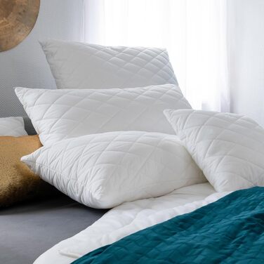 Подушка Centa-Star Famous, 40 x 80 см, наповнювач з мікрофібри Breeze, змінна кількість наповнювача, із застібкою-блискавкою, Oeko-Tex Standard 100 Клас 1, поздовжнє простьобування, біла, (1 упаковка)