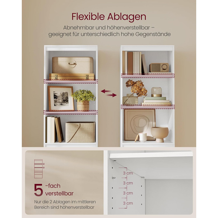 Колекція Kailyn - Книжкова шафа, Висока шафа, 3 шухляди різного розміру, Регульовані полиці, Вітальня, Спальня, Кабінет, Сучасний, Компактний, Білосніжка LBC188W01