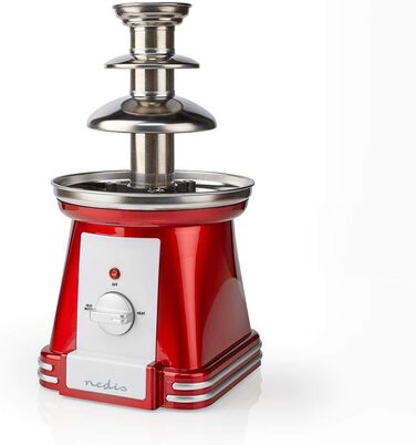 Шоколадний фонтан Nedis - Ретро дизайн із пластику та нержавіючої сталі з 3 рівнями - Можна мити в посудомийній машині - діаметр 40 см - Червоний та білий