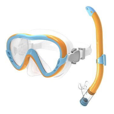 Дитячий набір для підводного плавання, силіконова маска для дайвінгу із захистом від протікання та запотівання, суха трубка, силіконовий матеріал, набір для підводного плавання для хлопчиків та дівчаток, &quotЗнайди свого Немо&quot - синій/помаранчевий