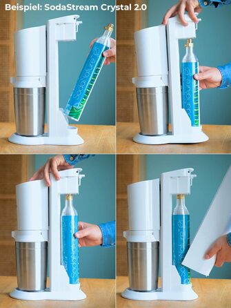 Преміальний 60-літровий циліндр CO2 для SodaStream (крім QC), Aarke тощо Нові та вперше заповнені в Німеччині Натуральна вугільна кислота для 2 шт. 60л TV до 2032 року 425 г, 2 шт.