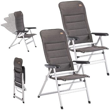 Складаний стілець Skandika Lepola Складаний кемпінговий стілець з алюмінію, алюмінієвий садовий стілець, регульована спинка в 7 положеннях, вантажопідйомність 180 кг, складний, висока спинка, підголівник Кемпінг, сад, комплект з 2 шт.