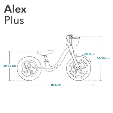 Дитячий велосипед-балансир до 30 кг, від 3 років, колеса з пінопласту Eva 30,5 см, корзина для ніг, регульоване сидіння та кермо,