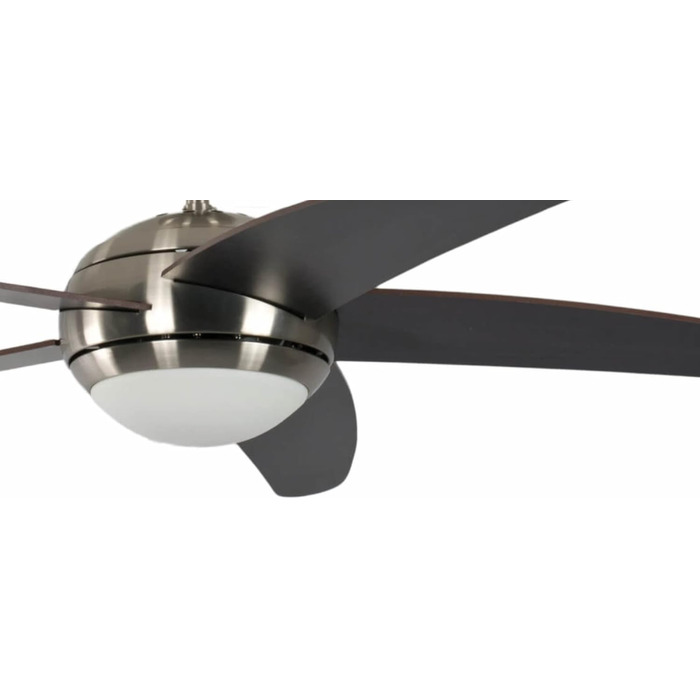 Стельовий вентилятор Pepeo з підсвічуванням і пультом Melton, корпус нікель, колір лопатей Wanaque / коричневий, 132 см, для приміщень до 25 м