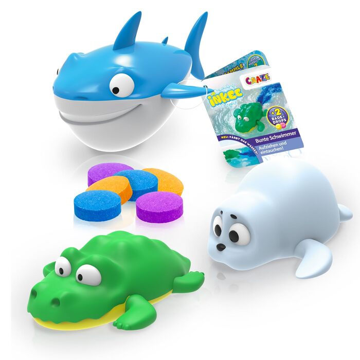 Іграшки для ванни INKEE Wind-Up Drop Ocean набір з 3-х фігурок (акула, крокодил та тюлень) заводні іграшки для дітей, розчинні у воді, кумедні іграшки для ванни 3 в 1