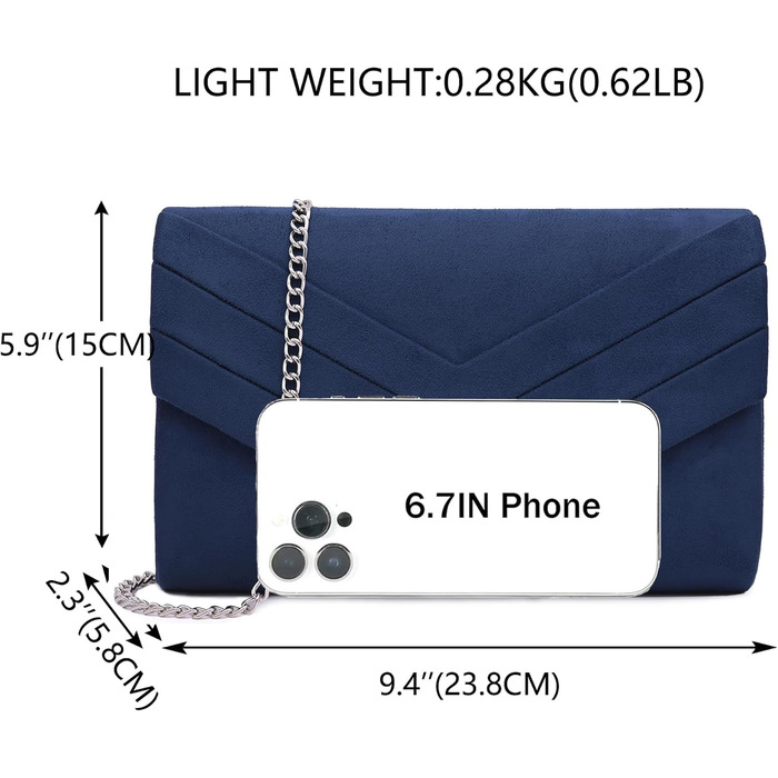 Клатч Milisente для жінок, замшевий клатч, для весілля, сумка на ланцюжку, сумка через плече, вечірня сумочка темно-синього кольору