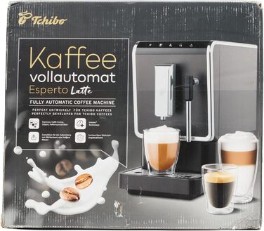 Повністю автоматична кавоварка Tchibo Esperto Latte з функцією спінювання молока для кавової пінки, еспресо та молочних делікатесів, антрацит