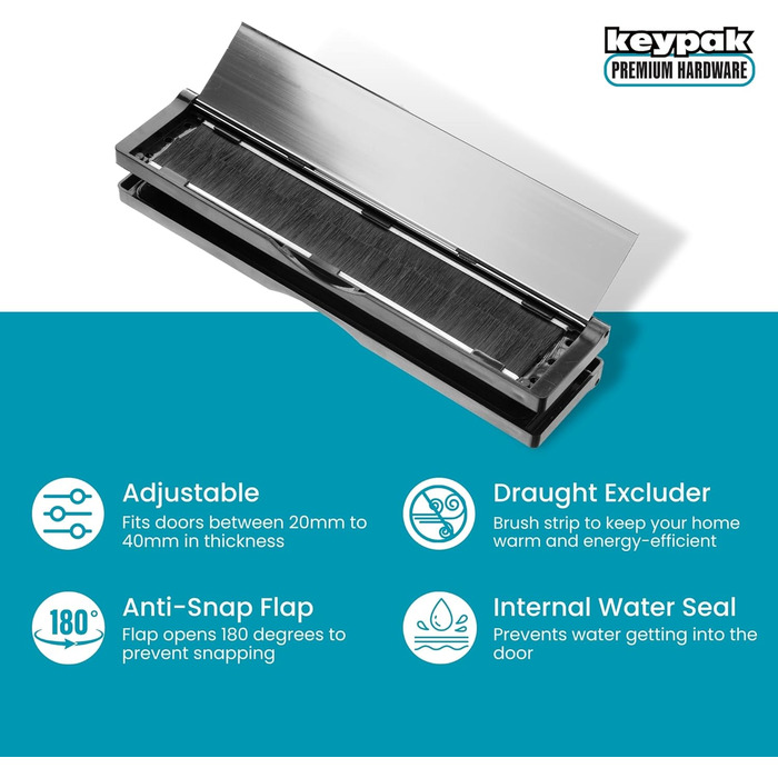 Дверна поштова скринька 30,6 см (12 дюймів) – чорний/полірований срібло