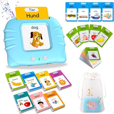 Говорячі флеш-картки, стандартна німецька мова - 255 аркушів, 510 слів, розмовні флеш-картки, розвиваючі іграшки для малюків 2-4 р