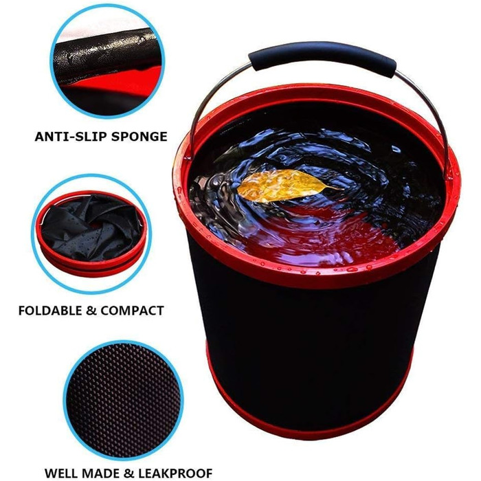 Складане відро, складне відро Oxford 2000D - підходить для кемпінгу, спорту на свіжому повітрі, домашнього використання, миття автомобіля - відро для води об&39ємом 12 л