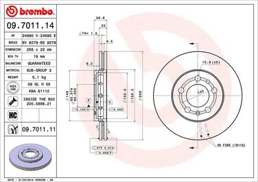Гальмівні диски передні Brembo 09.7011.11 з UV-покриттям, 2 шт.