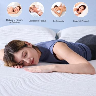 Матрац, 180 x 200 см, ортопедичний, антибактеріальний, 7-зонна підтримка, висота 20 см, висока щільність, губчастий, двосторонній, піна з ефектом пам&39яті (180 x 200 x 20 см) 20 см 180 x 200 см