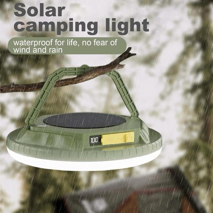 Портативний ліхтар Сонячний ліхтар для намету 1600 люмен - Водонепроникний портативний кемпінговий ліхтар для піших прогулянок, походів, використання на свіжому повітрі, саду, подвір&39я, патіо, балкона, зеленого кольору