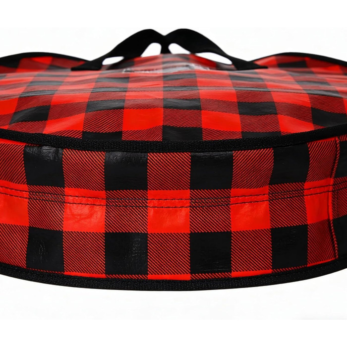 Коробка для зберігання різдвяного вінка, 2 шт. и, тартановий візерунок Сумка на блискавці та ручкою для шафи, будинку, горища, підвалу, гаража, Різдва, спальні, гуртожитку 76 x 18 см