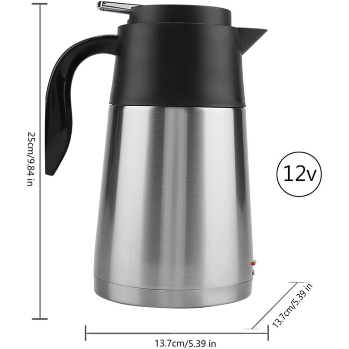 Автомобільний чайник Kuuleyn 1300 мл, автомобільна кружка з нержавіючої сталі з електричним підігрівом, 12 В/24 В з нержавіючої ст