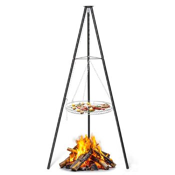 Мангал тринога з регульованою висотою та решіткою 48 см - для пікніків, барбекю, кемпінгу - чорний. Без жаровні.