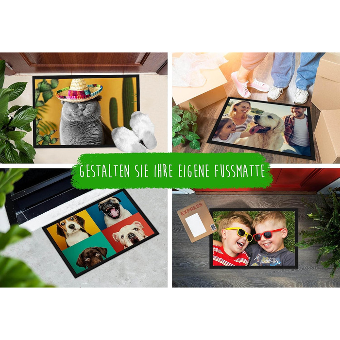 Персоналізований килимок для дверей з вашим власним фото - Різні розміри до 120 см - Створіть свій власний килимок - Нековзний, 60 x 40 см з гумовим краєм