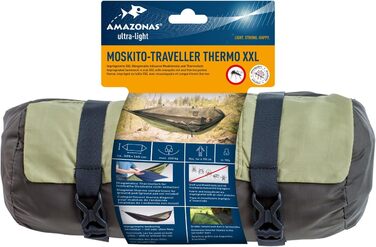 Ультралегкий гамак StoreoAS Mosquito Traveller Thermo XXL 780 г 305 x 160 см Розмір упаковки 31 х 11 см до 200 кг в зеленому кольорі