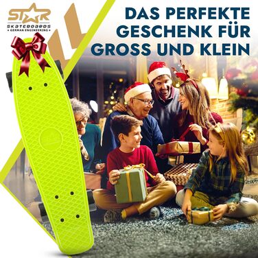 Скейтборд BIKESTAR Vintage Retro Cruiser 60 мм - круїзерний скейтборд для дітей та дорослих, початківці від 6-8 років, ретро дизайн Gecko Green Devilish Black