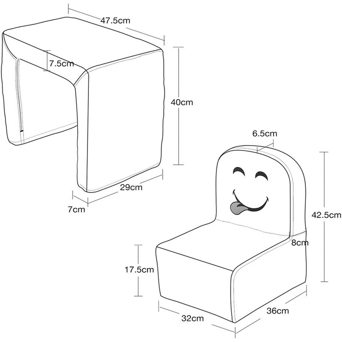Багатофункціональне дитяче крісло, стілець Fashion Life Kids Set та стіл/табурет зі смішною посмішкою для хлопчиків та дівчаток (р