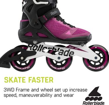 Роликові ковзани жіночі W Macroblade 100 3WD Adult, фіолетово-чорні, Performance Inline Skates 8 фіолетовий/чорний