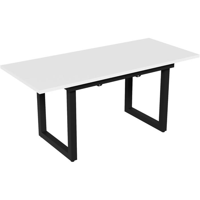 Розсувний обідній стіл Merax з металевими ніжками, прямокутний кухонний стіл для вітальні та їдальні, білий 140/180 x 80 x 75 см (розкладний) білий