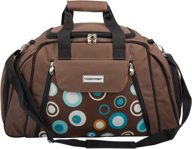 Сумка для пікніка anndora з відділенням-холодильником, коричнева з синіми колами, 29 предметів, 4 особи, 3655 Коричнева з різнокольоровими колами