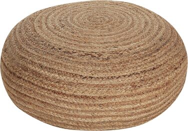 Пуф Beliani з натурального джуту бежевий ø 50 см круглий, з тифетту