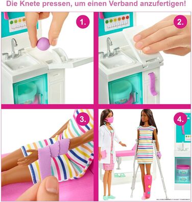 Ігровий набір Швидше одужуй з лялькою-лікарем-брюнеткою, 4 ігрові зони, більше 30 деталей, іграшка для дітей віком від 4 років, 68