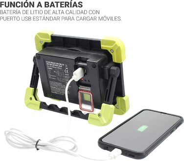 Портативний робочий ліхтар TM Electron TMTOR020 з надяскравим світлодіодним COB-світлодіодом 20 Вт та зовнішнім акумулятором 4000 мАг 20 Вт зовнішній акумулятор