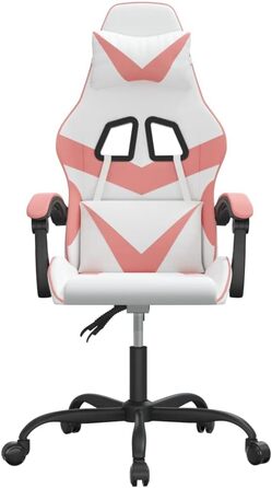 Ігрове крісло Gecheer Офісне крісло Ігрове крісло Ергономічне ігрове крісло Поворотне ігрове крісло Біле та рожеве зі штучної шкіри