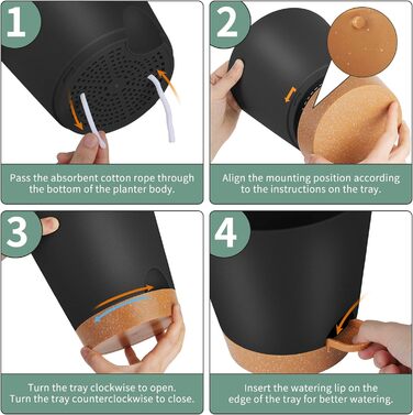Горщики для рослин 17,8/16,5/15,2/13,9/12,7см GARDIFE кашпо самополивне з дренажним отвором, пластикові горщики для квітів, розсад