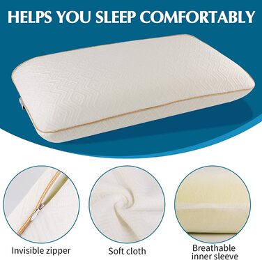 Подушка Fityou з піни з ефектом пам&39яті, подушка для шиї, ергономічна подушка для сну, знімна та пральна наволочка, для тих, хто спить на боці, на спині, схильна до злипання, (67,5x40x13 см) рожеве золото 67,5x40x13 см