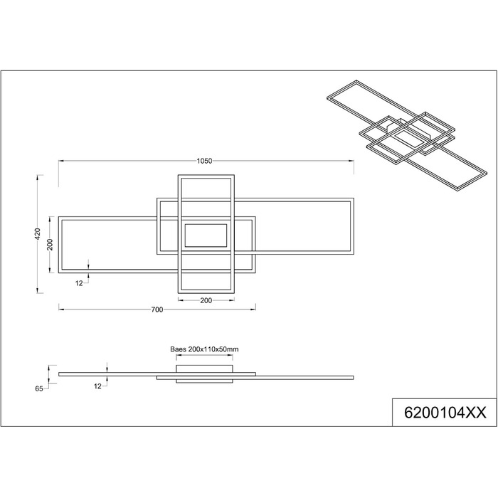 Стеля LED-світильник Trio Leuchten Irvine 620010431, матовий білий метал, 60 Вт LED, з пультом, димером та нічним підсвічуванням