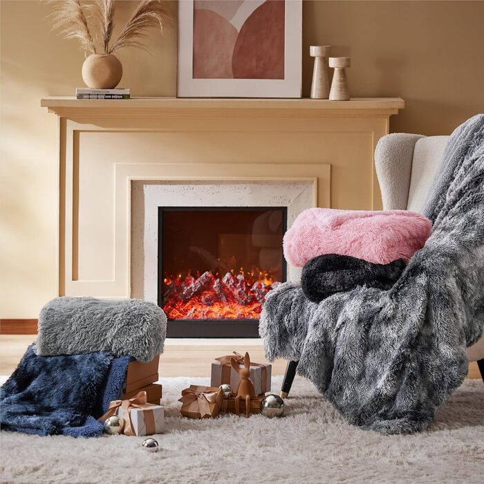 Плюшева ковдра BEDSURE - Пухнаста ковдра, Тепла шерпа-ковдра для дивана, Товста ковдра зі штучного хутра, Ковдра для дивана, Пухнаста ковдра зі штучного хутра, Декоративна ковдра для дивана, Сірий, 150x200 см (Колір краватки сірий 150 x 200 см)
