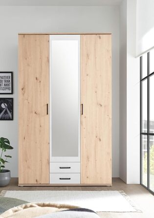 Елегантна шафа Chicago з великим простором для зберігання - Універсальна шафа з розсувними дверима в обробці з дуба Artisan з білими акцентами - 120 x 197 x 54 см (Ш/В/Г) 120 x 197 x 54 см Дуб Artisan / Білий