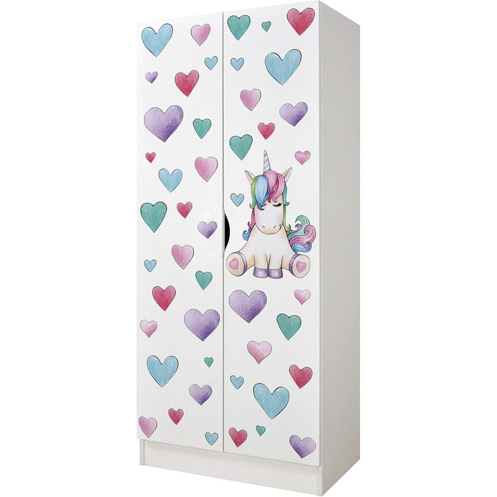 Біла дводверна шафа - Roma - функціональна шафа з розсувними дверима, Dim 70 x 42.5 x 161.5 (H) см, шафа для одягу, меблі для діте