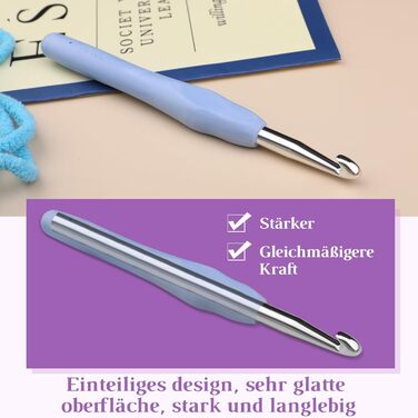 Гачки для вязання Riddur з 2 шт., розмір 5,0 мм/7,0 мм, надзвичайно гладкі, ергономічна рукоятка для рук, хворих на артрит, мякий гачок для вязання гачком для початківців і любителів вязати гачком своїми руками (довільний колір)