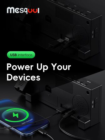 Проекційний будильник для спальні, цифровий будильник з великим 7-дюймовим світлодіодним дисплеєм, диммер, проектор на 180, зарядний пристрій USB, 12/24 год, літній час, відкладення, резервне живлення акумулятора, настільний настінний стельовий годинник д