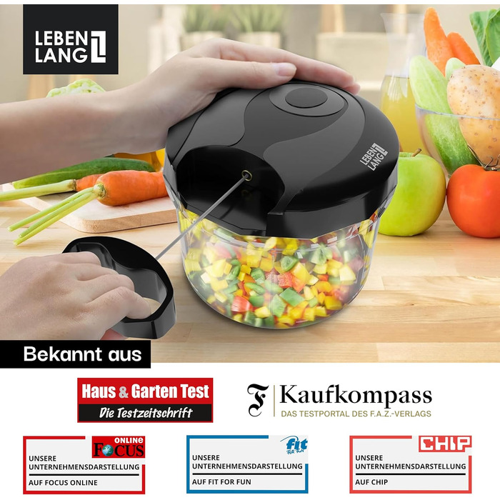 Овочерізка для овочів та цибулі - подрібнювач фруктів на 1 л вручну та без BPA Чорний для нарізки цибулі Часник Багатофункціональн