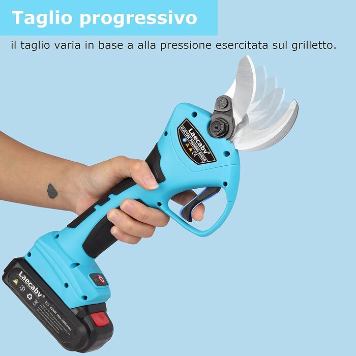 Професійні електричні садові ножиці Laecabv 40 мм, акумуляторні ножиці 21 В для саду, електричні ножиці для гілок, акумуляторні садові ножиці з безщітковим двигуном