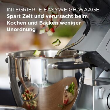 Кухонний комбайн Kenwood Cooking Chef XL KCL95.004SI з функцією приготування та вбудованою шкалою, чаша з нержавіючої сталі 6,7 л, 1500 Вт, в т.ч. набір кондитерських виробів з 5 предметів, срібло